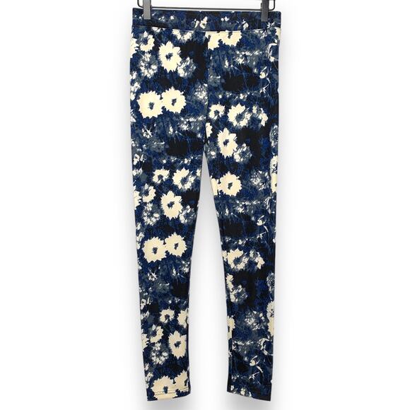 3/$20 Bethany Mota Aeropostale black blue floral print active leggings SZ S - Picture 1 of 9